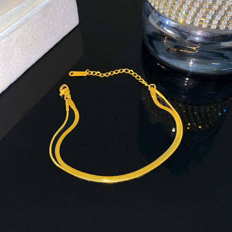 Sporty Sweet Titanium Steel Plated Snake Chain Bracelet