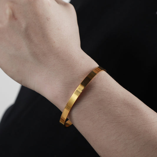 Adjustable C-Shape Geometric Round Titanium Steel Plated Bracelet for Men and Women