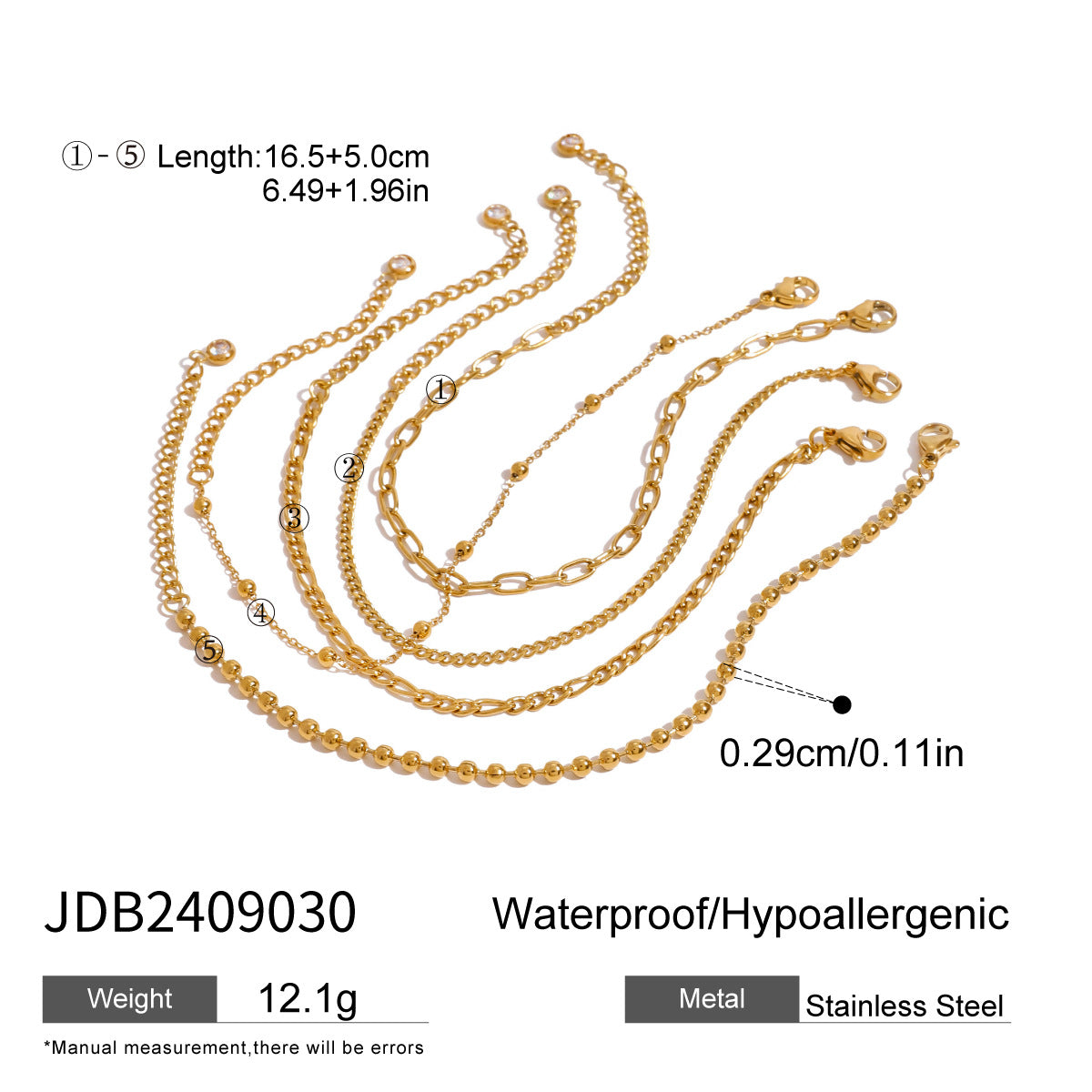 Bracciale Da Donna Minimalista Geometrico in Acciaio Inossidabile con Perline e Finitura Placcata