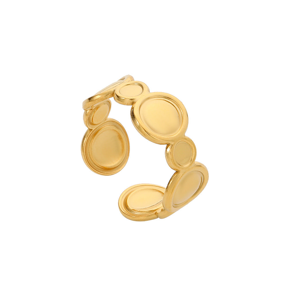 Geometric Plated Stainless Steel Ring Unisex