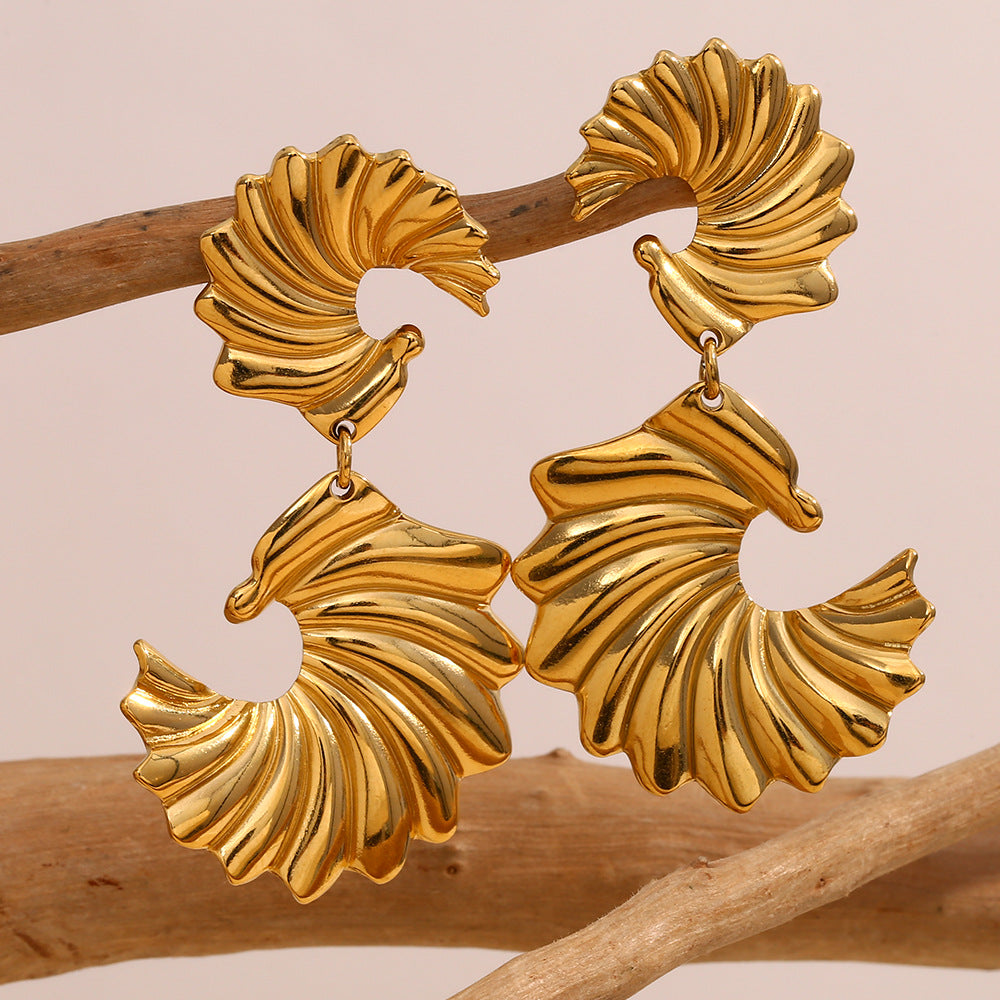 Minimalist Geometric Stainless Steel Earrings with 18K Gold Plating for Women