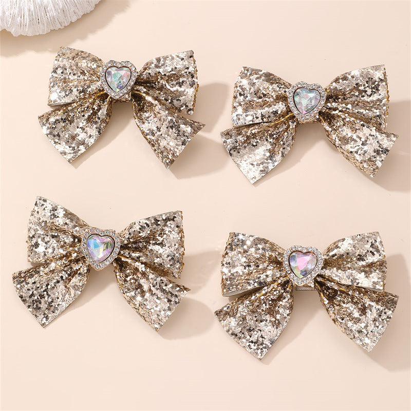 Natural Style Bow-Shaped Hair Clip Set for Girls with Polyester Material and Ruffled Mesh Detail