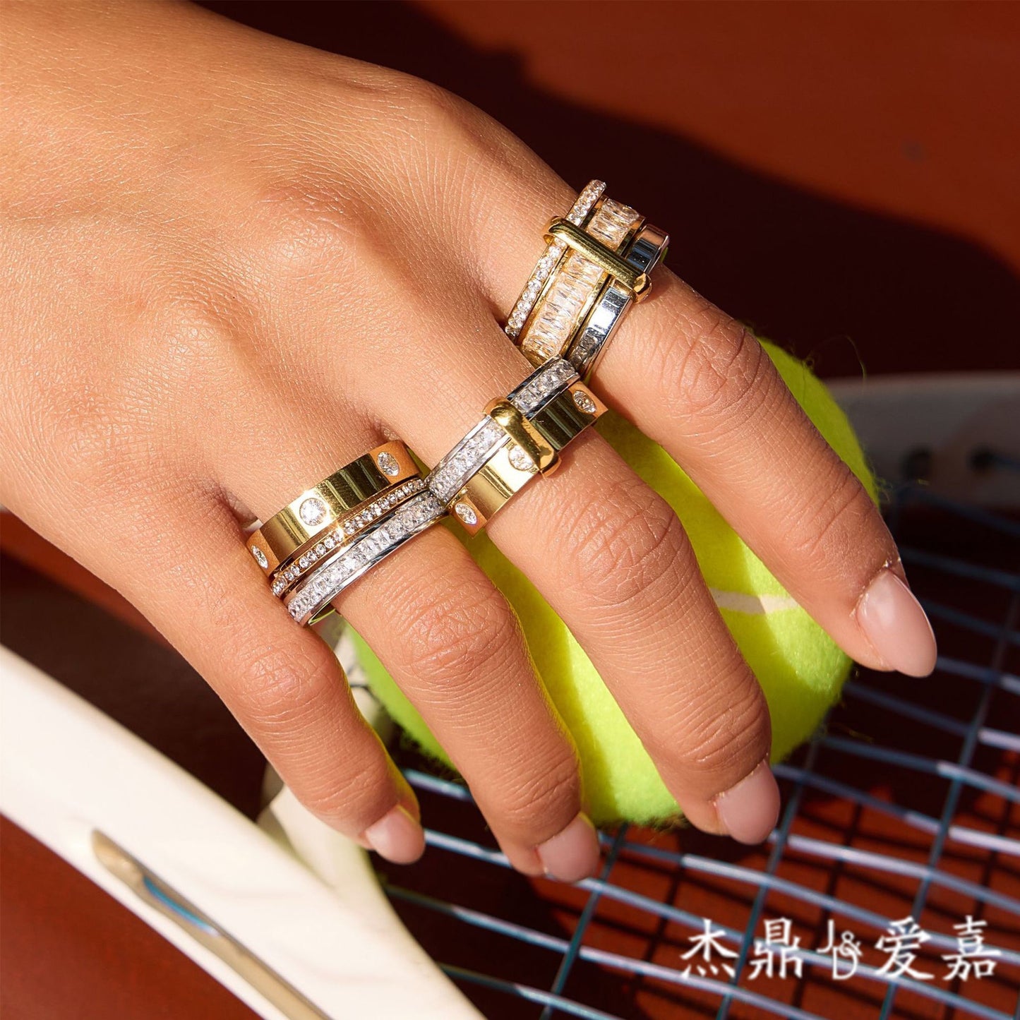 Minimalist Geometric Round Stainless Steel PVD Plated Multi-Band Stackable Ring for Women