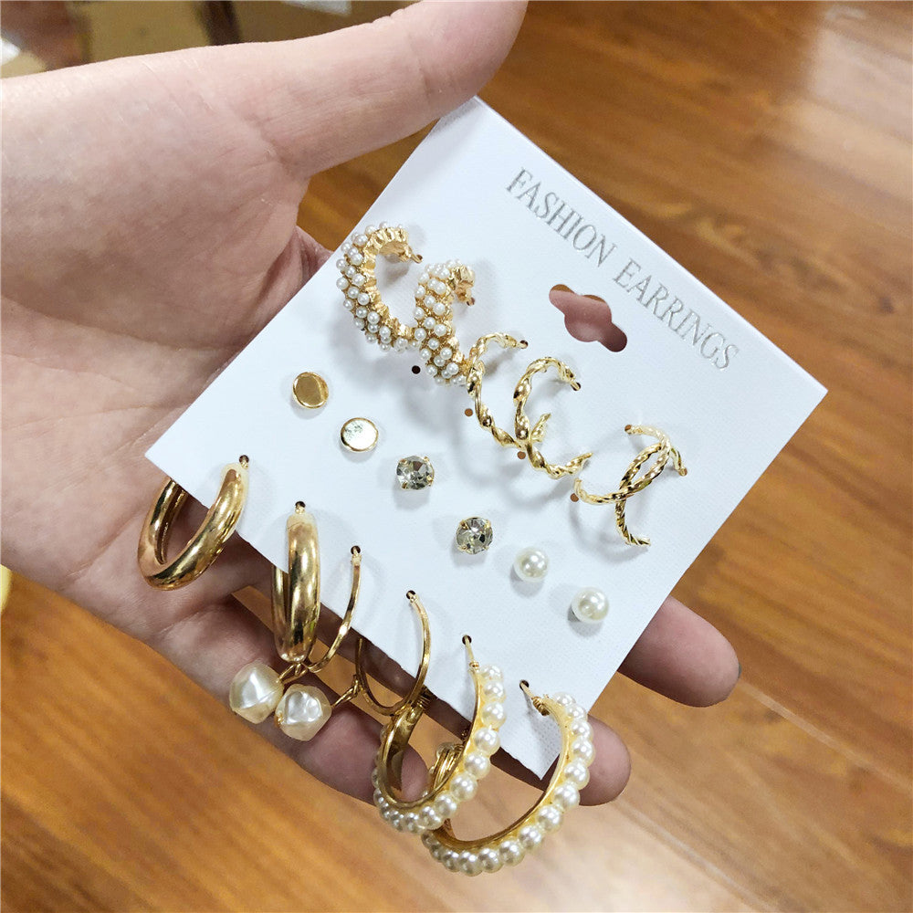 Minimalist Sweet Geometric Round Pearl Plated Stainless Steel Earrings