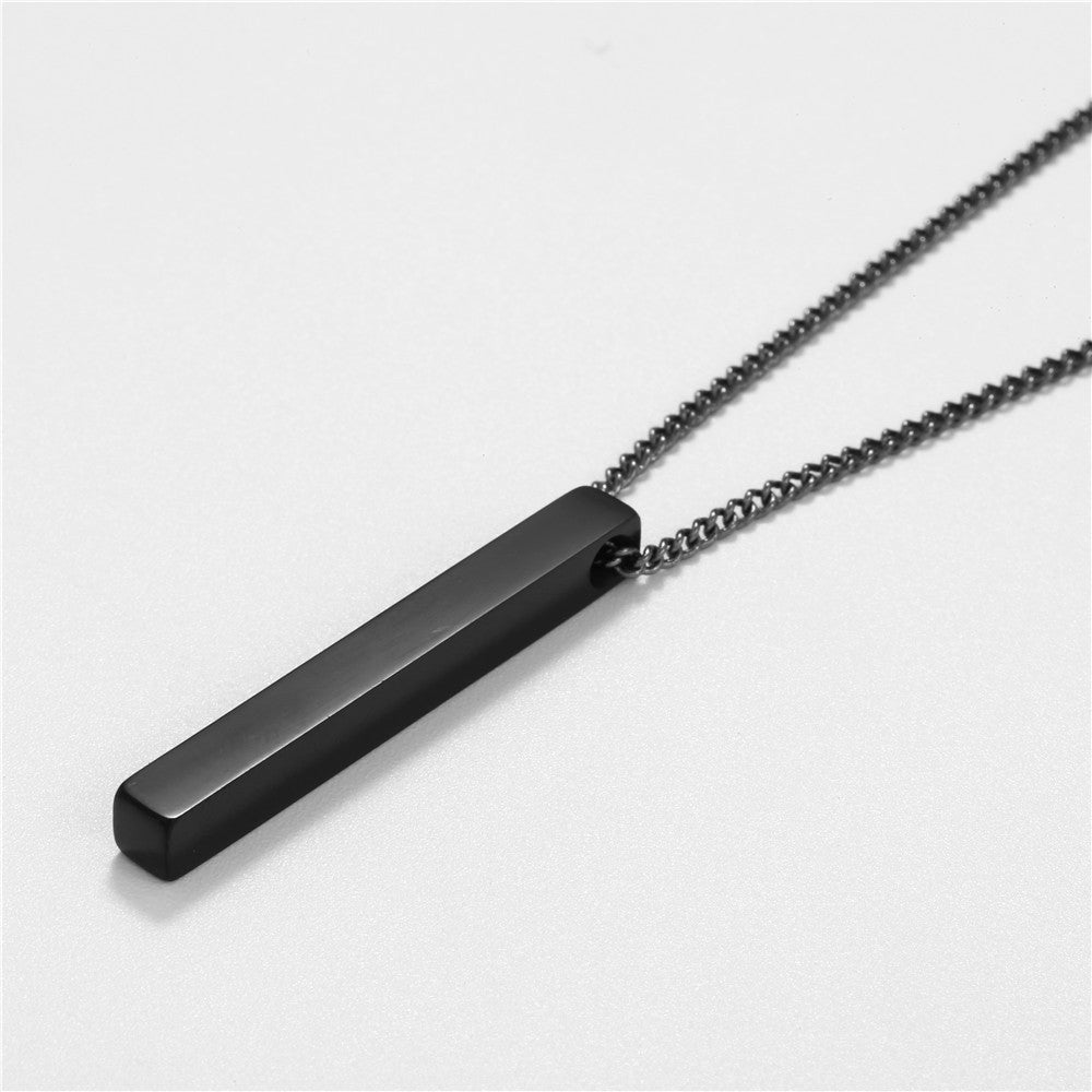 Minimalist Hip-hop Geometric Titanium Steel Plated Alloy Pendant Box Chain Necklace