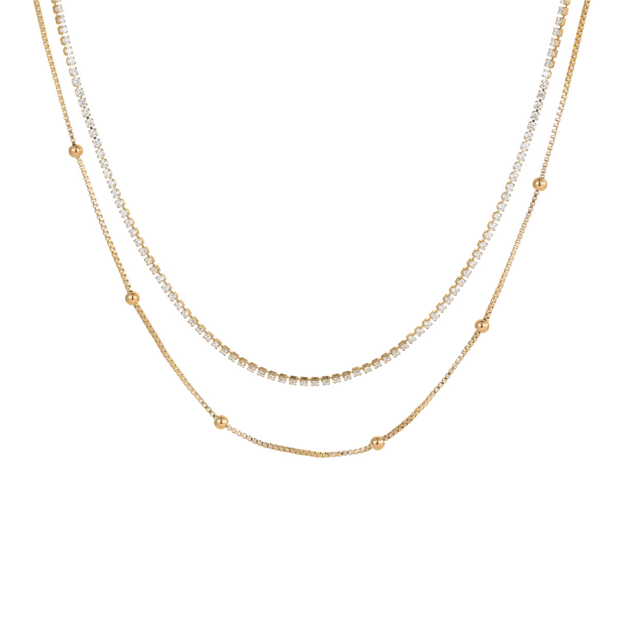 Collana Minimalista a Strati in Acciaio Inossidabile con Motivo Geometrico, Tonalità Fredde e Finitura Placcata