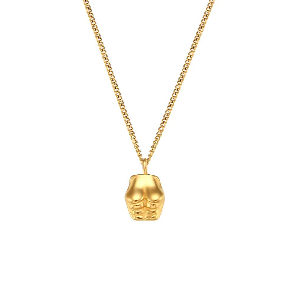 Collana da donna a pendente minimalista a mezza luna in acciaio inossidabile con placcatura in oro 18 carati e intarsio in pietra naturale