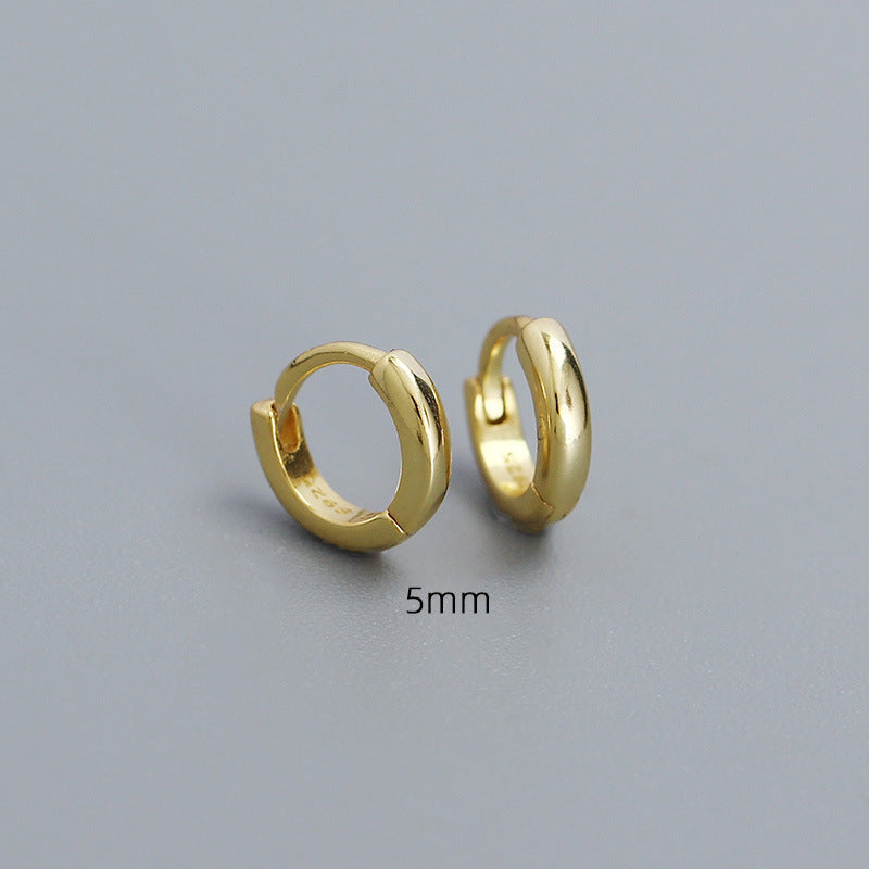 Pendientes de aro redondos geométricos pulidos de plata de ley 925 minimalistas unisex