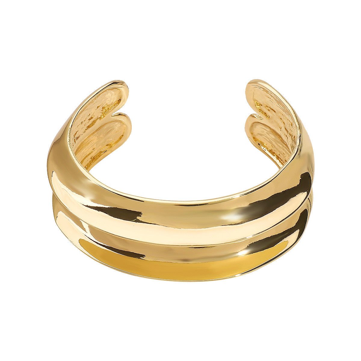Bracciale a fascia aperta a doppio strato in lega placcata geometrico minimalista
