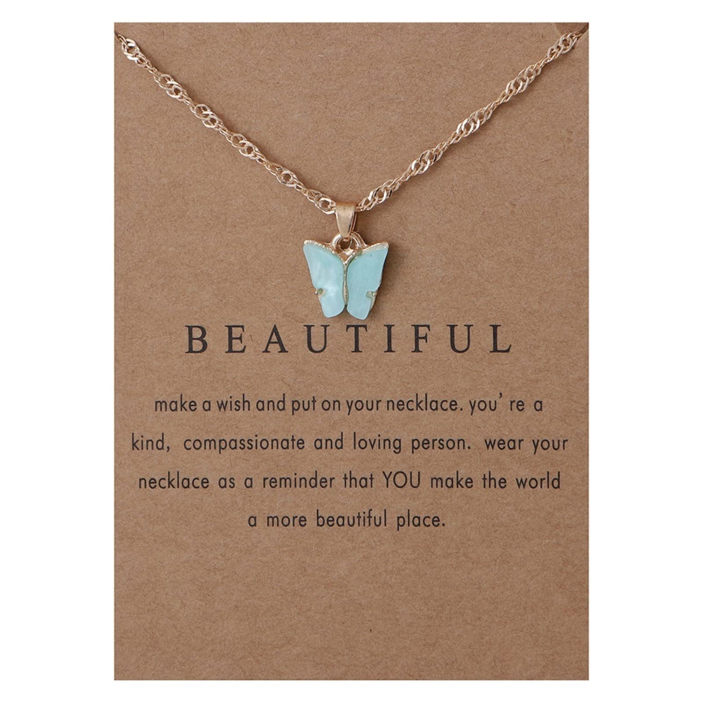 Sweet Minimalist Butterfly Acrylic Pendant Necklace for Women