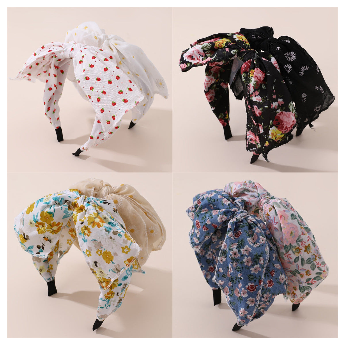 Cerchietto per bambini con fiocco e finiture in pizzo, in tessuto a pois carino, stile minimalista