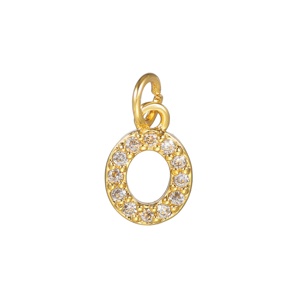 14K Gold Plated Brass Letter Pendant with Cubic Zirconia Charm Bar