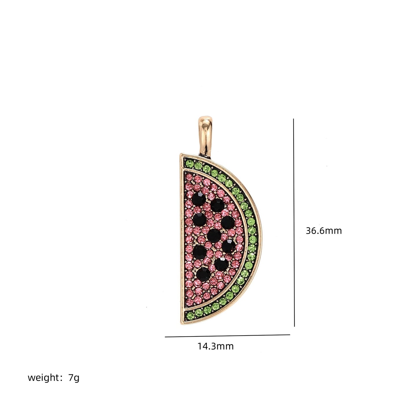 Colorful Cubic Zirconia Watermelon and Elephant Pendant Necklace 18K Gold Plated Alloy Fashion Jewelry for Women