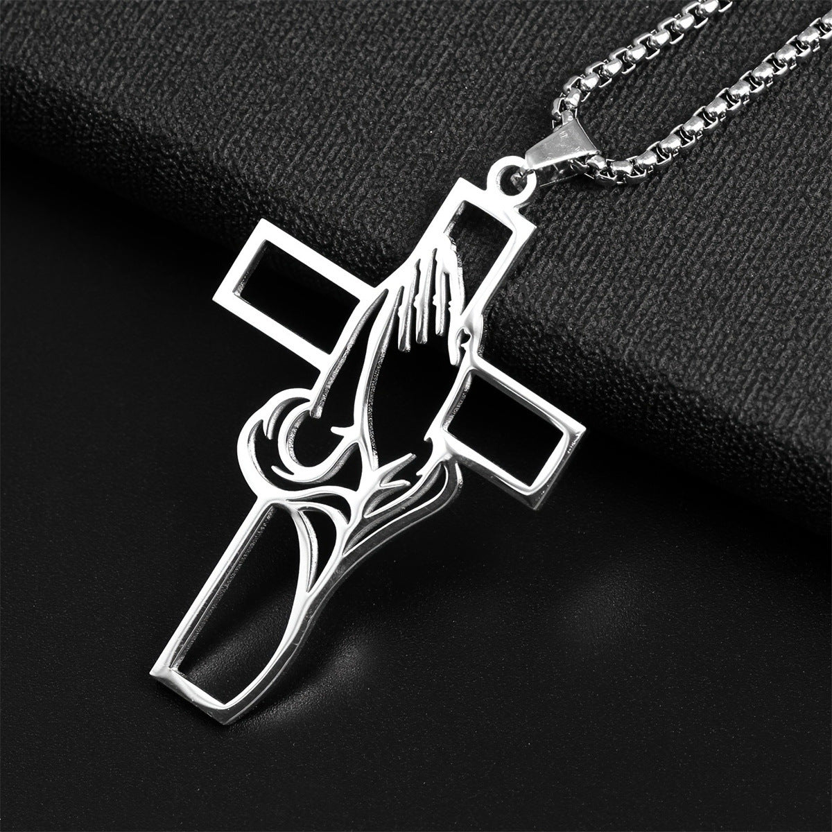 Collana Pendente Croce Geometrica Minimalista per Uomo e Donna Acciaio Inossidabile Lucido Cava Gioielli Fede Regalo