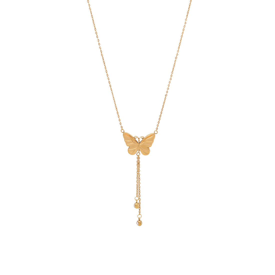 Fashionable Butterfly Pendant Necklace in Stainless Steel with Plated Finish and Snake Chain for Women