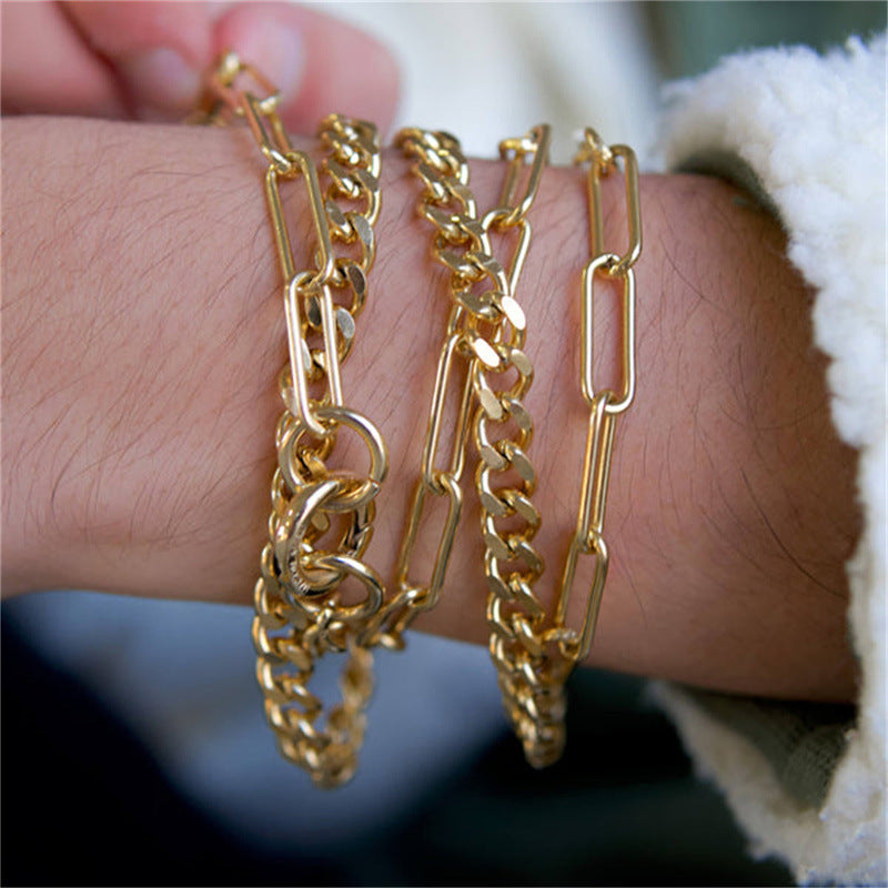 Punk Style Geometric Stainless Steel Plated Necklace for Women with Thick Chain Design