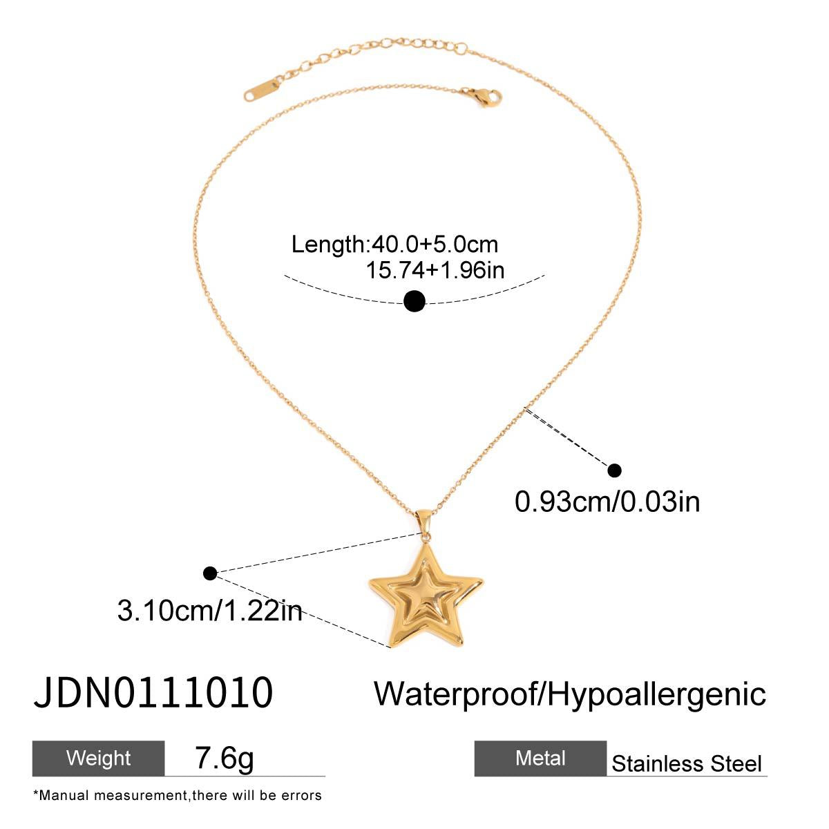 Geometric Star Stainless Steel Plated Necklace for Women