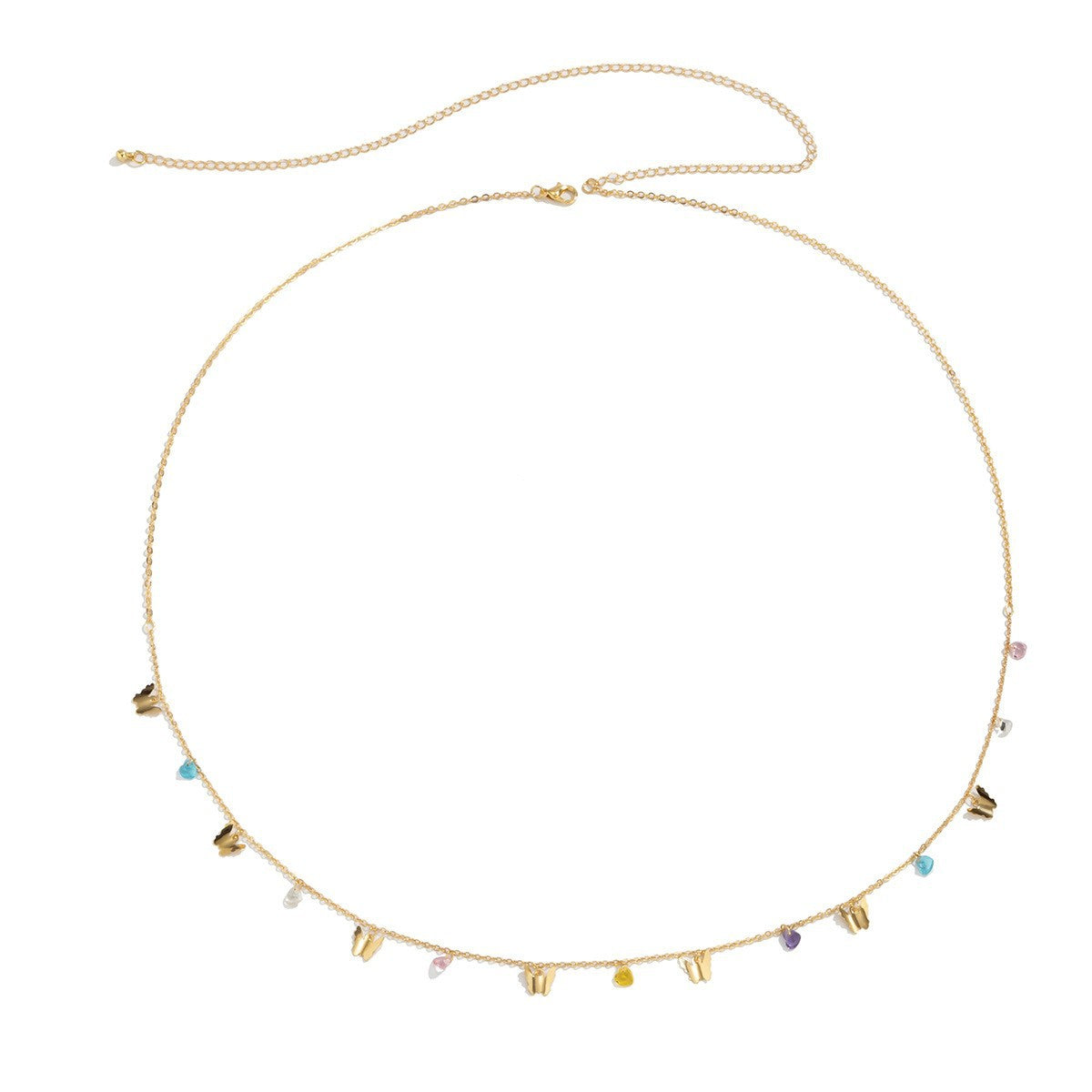 Colorful Crystal Star Tassel Alloy Waist Chain for Women