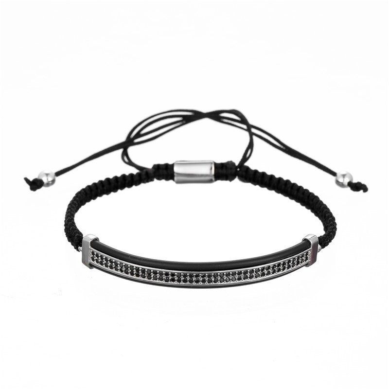 Minimalist Hip-hop Handmade Brass Micro-inlaid Cubic Zirconia Moon Geometric Bracelet