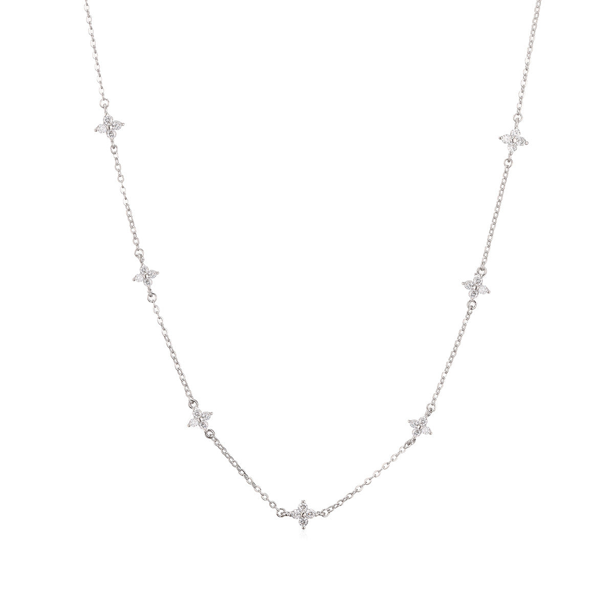 Minimalist Luxury Gold Plated Brass Micro-inlay Cubic Zirconia Floral Geometric Pendant Necklace for Women