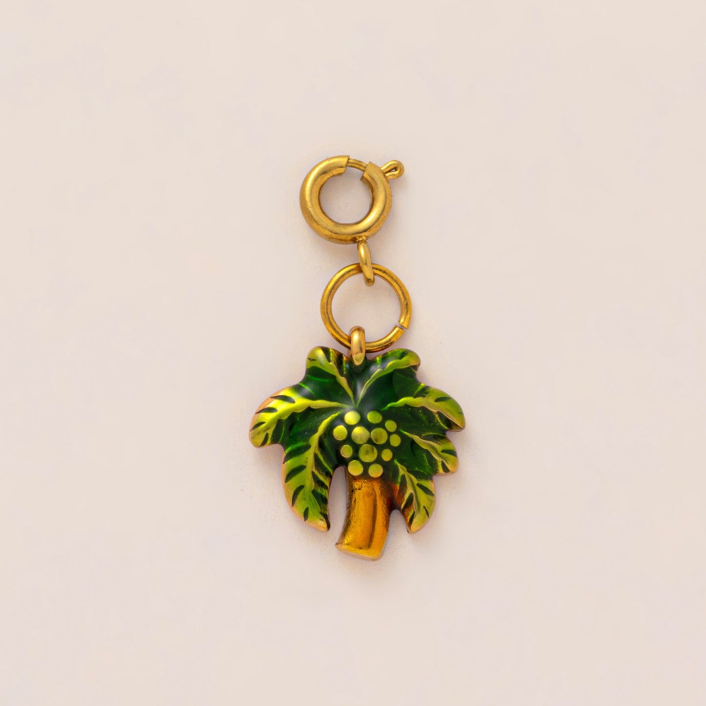 Vintage Floral Plant Stainless Steel PVD Gold Plated Pendant Charm Bar for Women