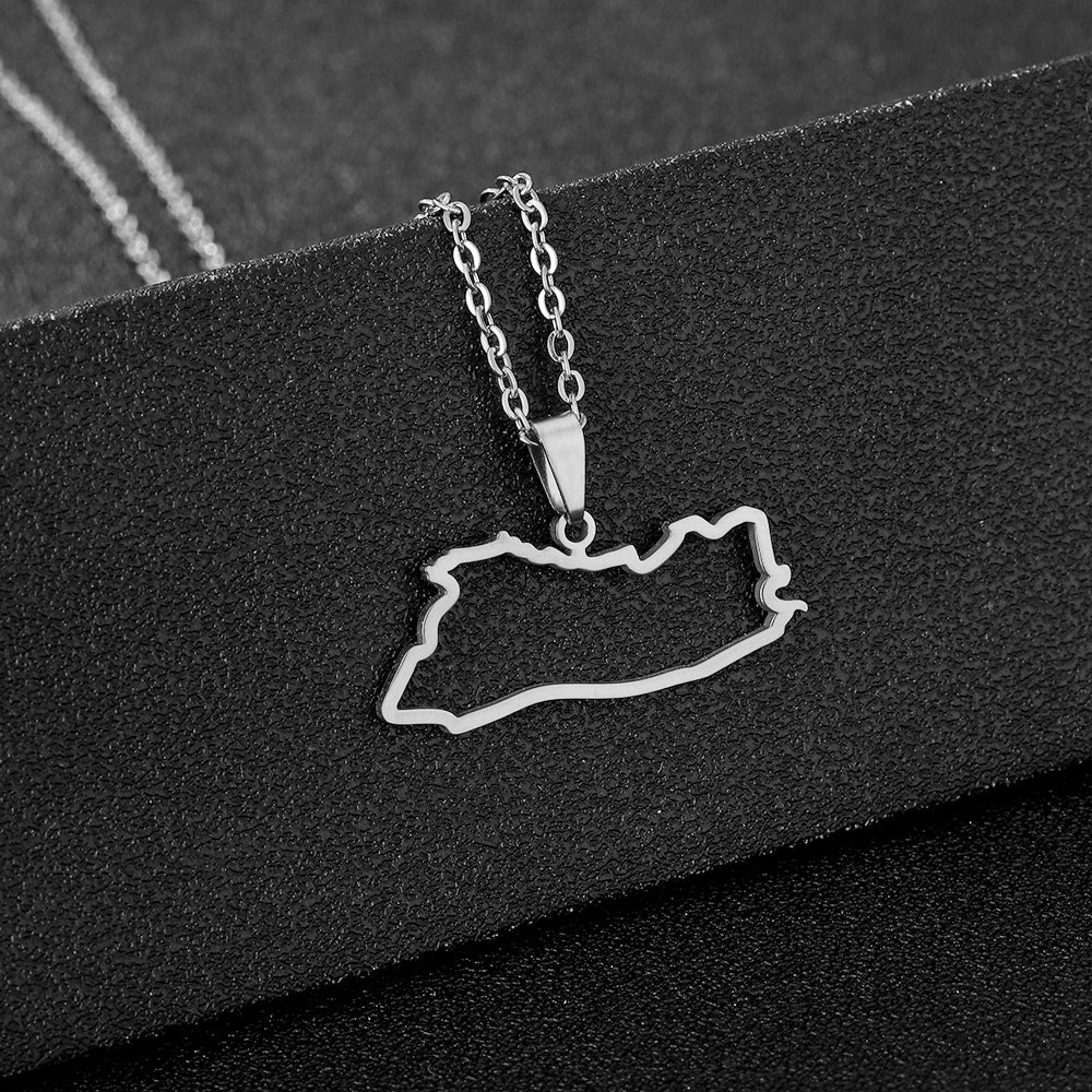 Collana Pendente Cavo Geometrico Minimalista Salvador in Acciaio Inossidabile con Finitura Placcata, Unisex