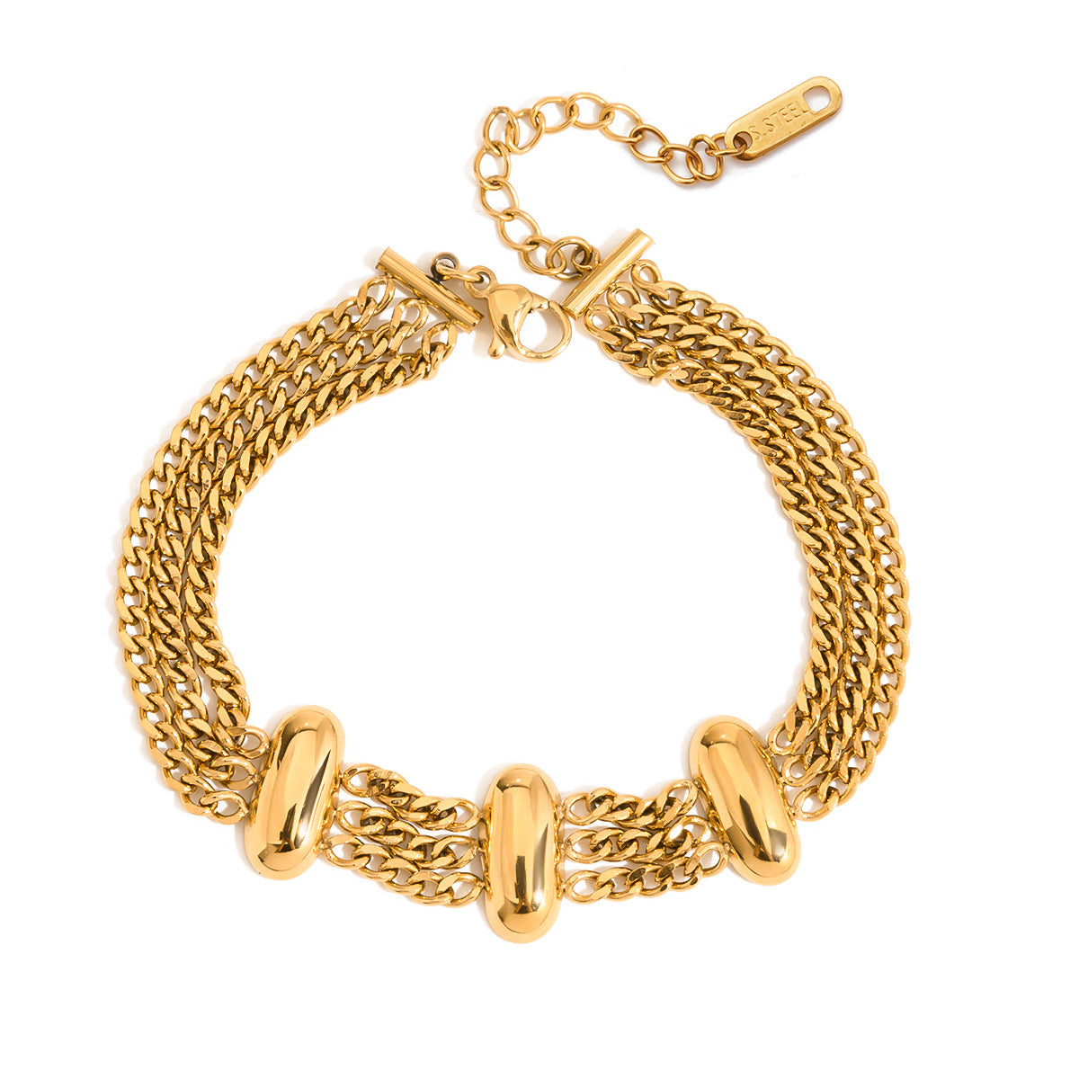 Geometric Stainless Steel Plated Bracelet for Women with Rhinestone Accents Luxury Hypoallergenic Jewelry