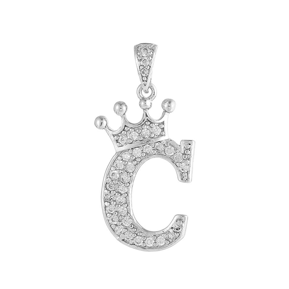 Silver Plated Brass Cubic Zirconia Inlaid Letter Charm Bar for DIY Necklace Bracelet