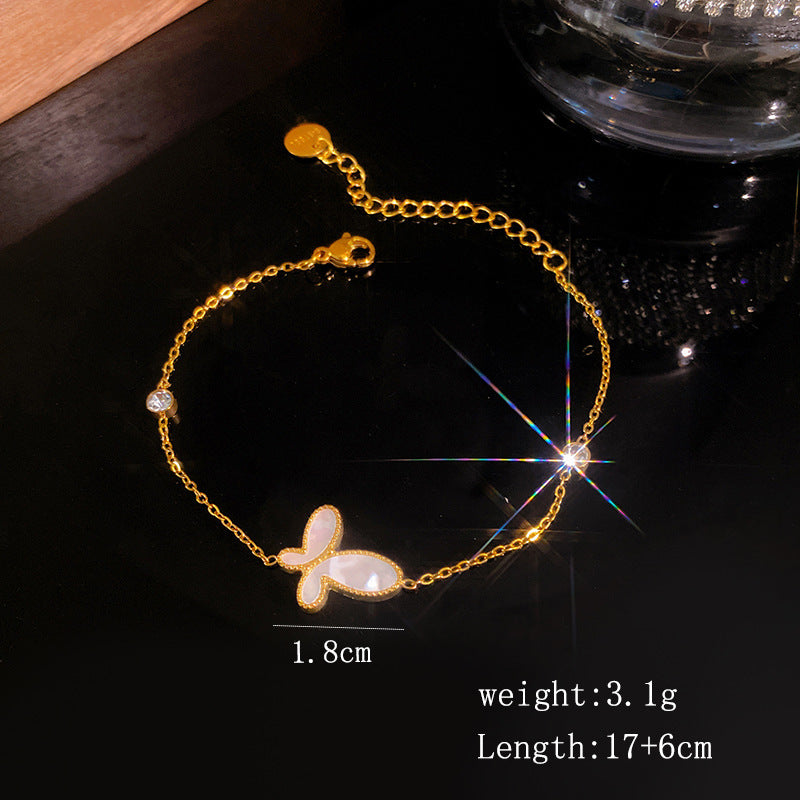 Elegant Gold Plated Titanium Steel Butterfly Necklace with Geometric Design