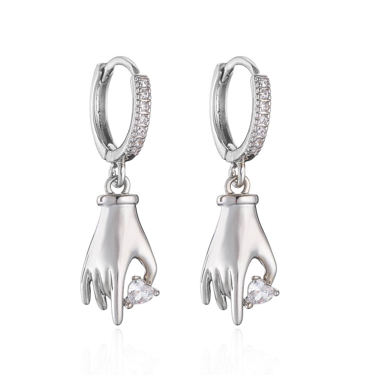 Orecchini Pendenti Geometrici Minimalisti in Rame con Placcatura in Oro e Dettagli in Zirconi per Donna