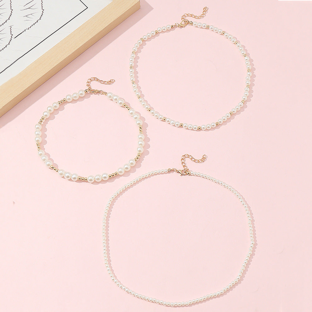 Dolce Collana Minimalista in Resina Stile Perla per Ragazze con Girocollo Regolabile a Catena di Perline Rotonde