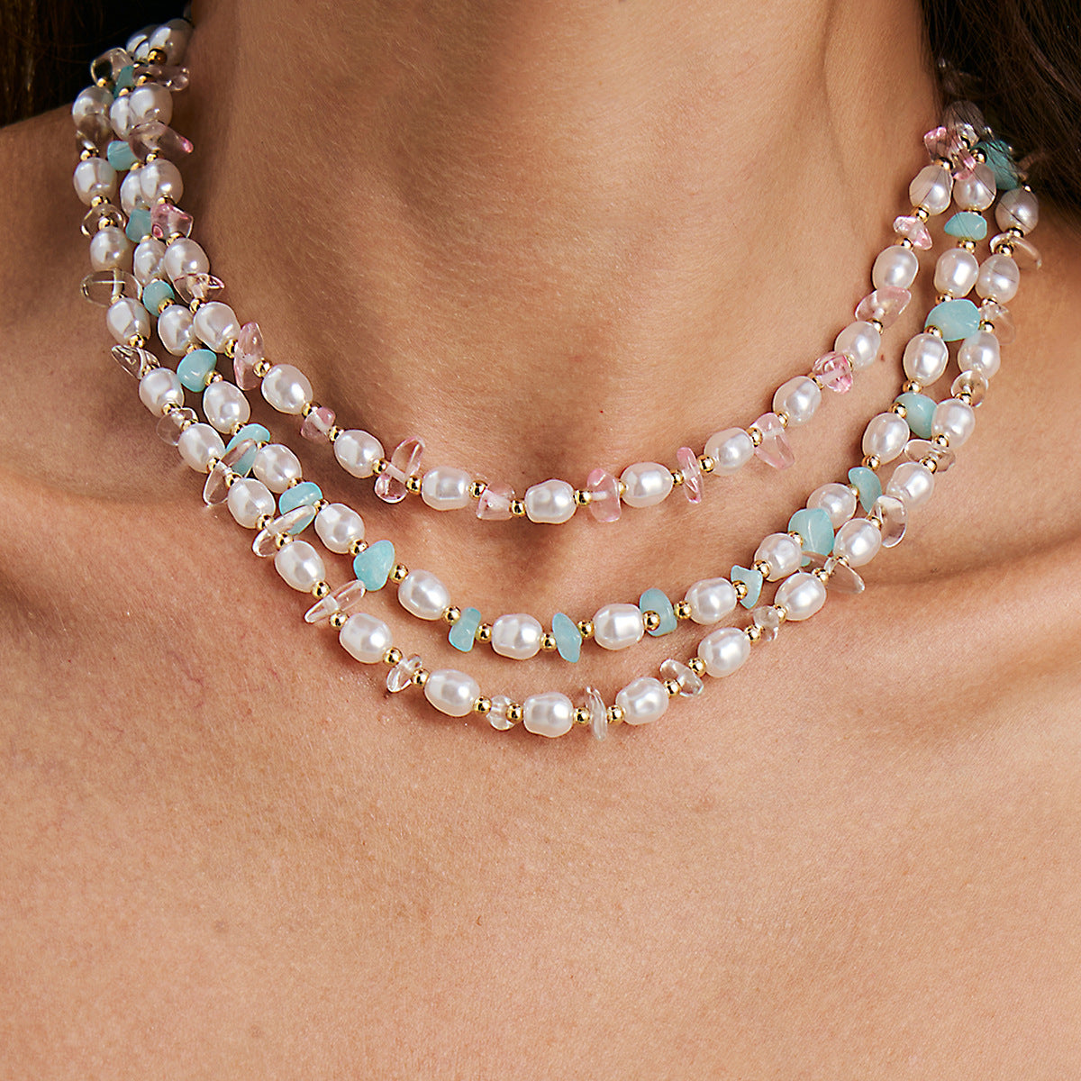 Collar de Perlas de Imitación de Forma Geométrica Irregular Inspirado en el Estilo Boho para Mujer