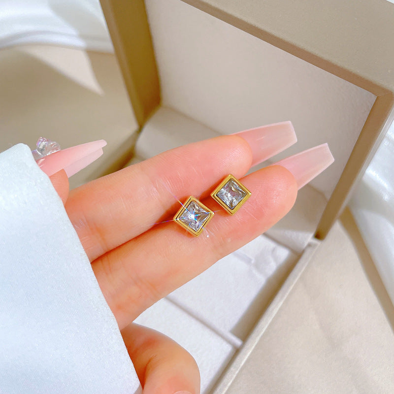 Minimalist Sweet Geometric Titanium Steel Plated Stud Earrings