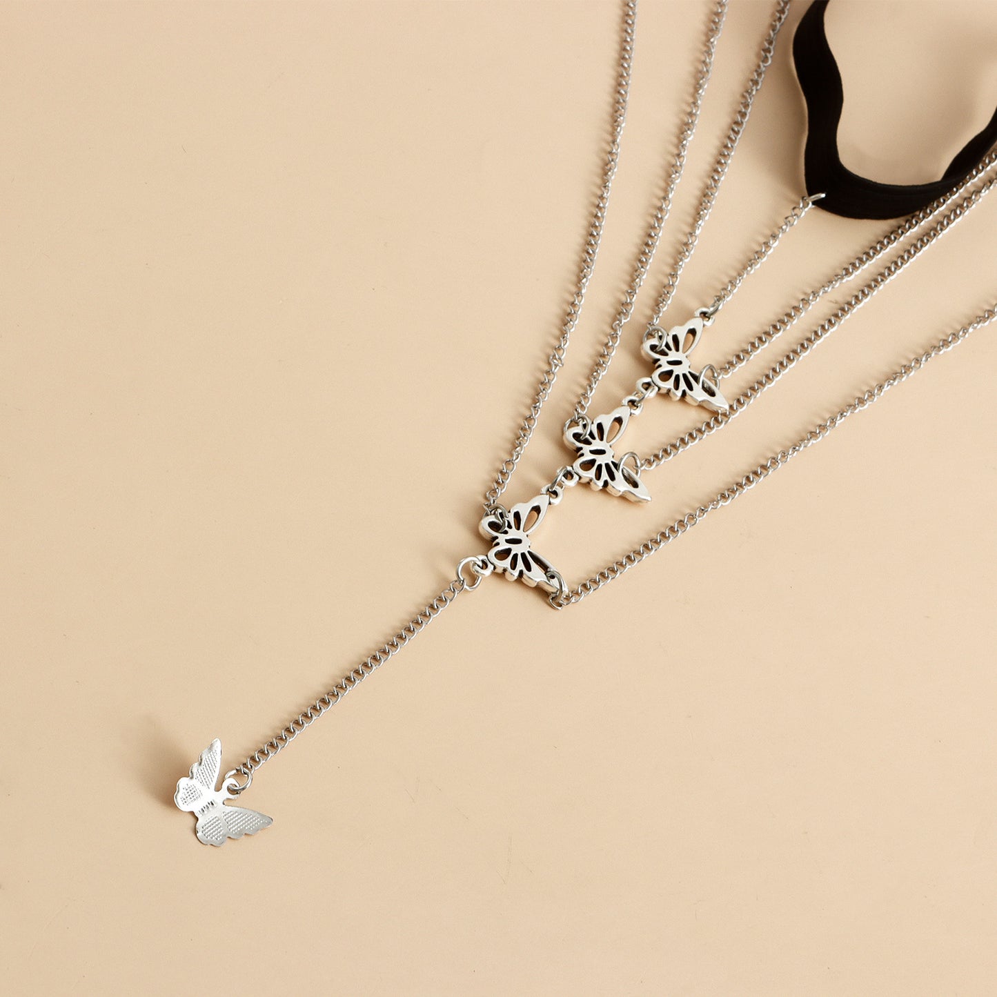 Sexy Fringed Hollow Butterfly Multi-Layer Ankle Chain for Women Alloy Body Chain with Geometric Design