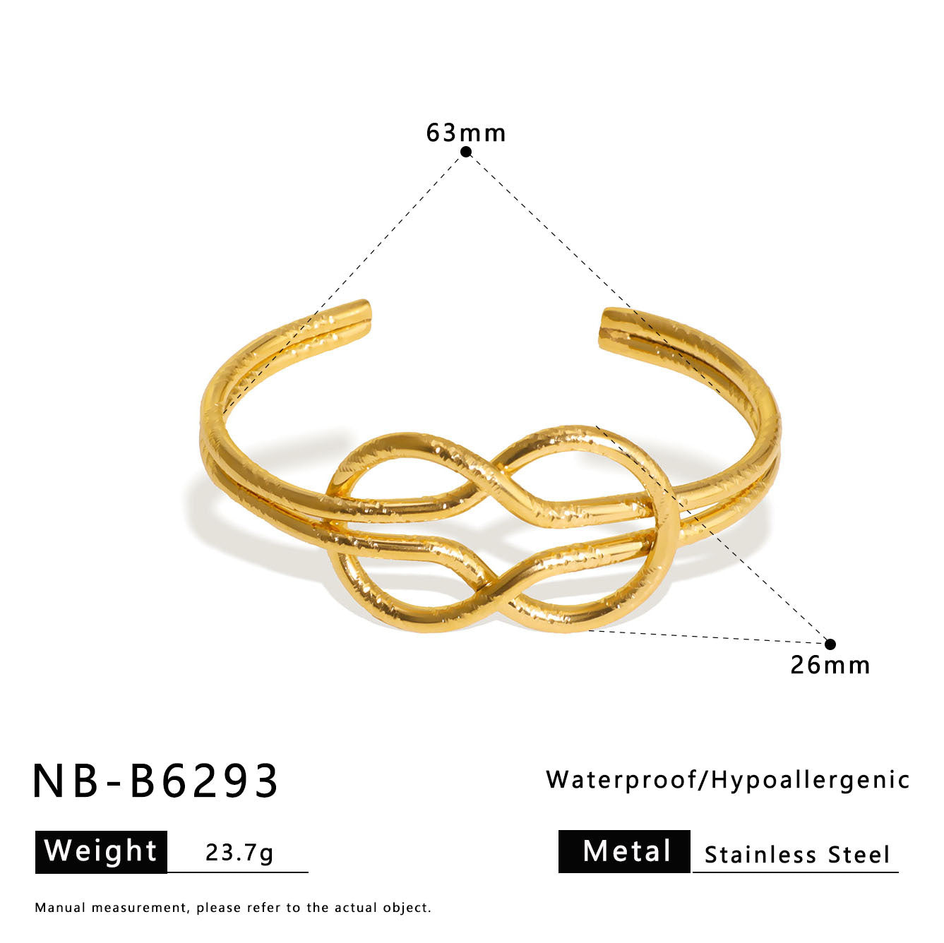 Minimalist Vintage Geometric Stainless Steel Bracelet with 18K Gold Plating for Women