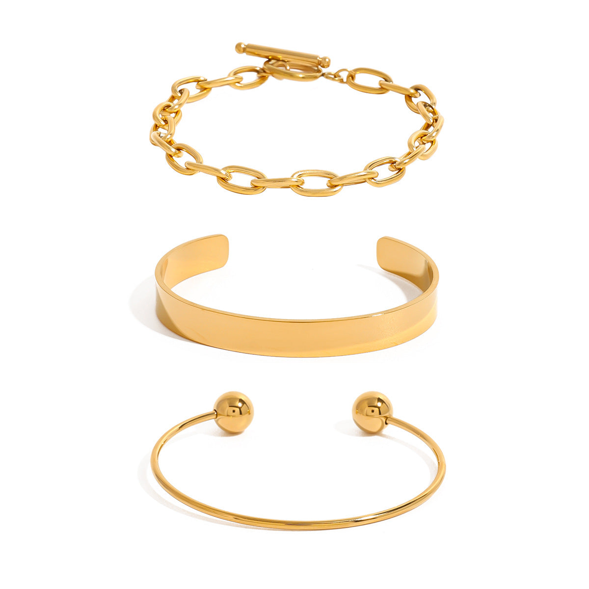 Bracciale a Polsino Minimalista Geometrico Placcato Oro in Acciaio Inossidabile da Donna con Design Moderno ed Elegante