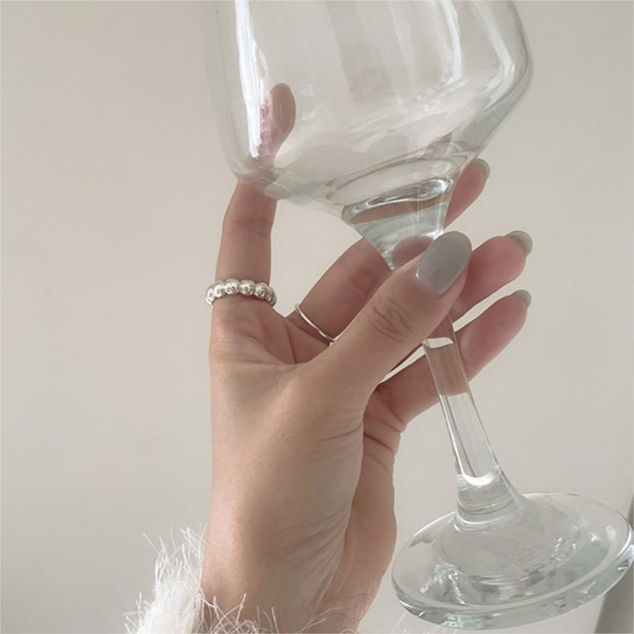 Minimalist Heart-Shaped 925 Sterling Silver Ring with Beveled Square Beads for Women