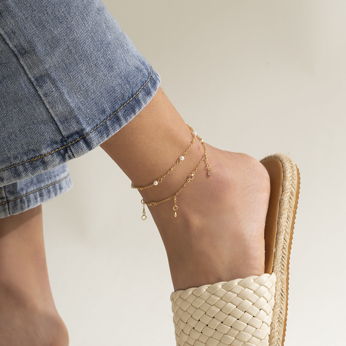 Punk Hip-hop Butterfly Rhinestone Inlay Alloy Cuban Link Chain Anklet Set for Women