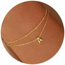 Minimalist Gold Plated Stainless Steel Letter Charm Bracelet Unisex Double Layer Beaded Chain