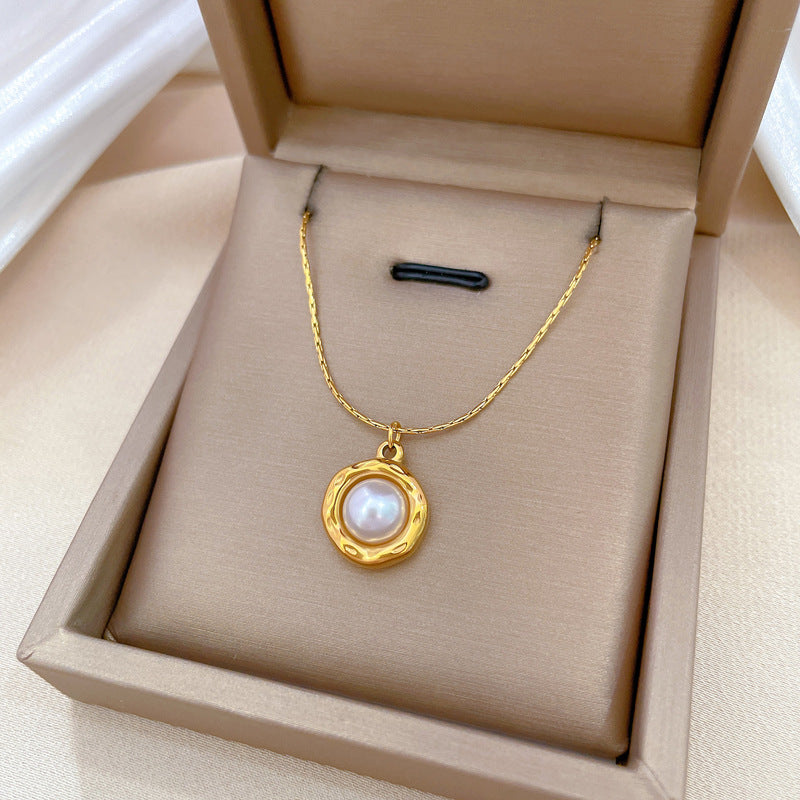 Minimalist Geometric Titanium Steel Pendant Necklace with Gold Plating for Women and Men