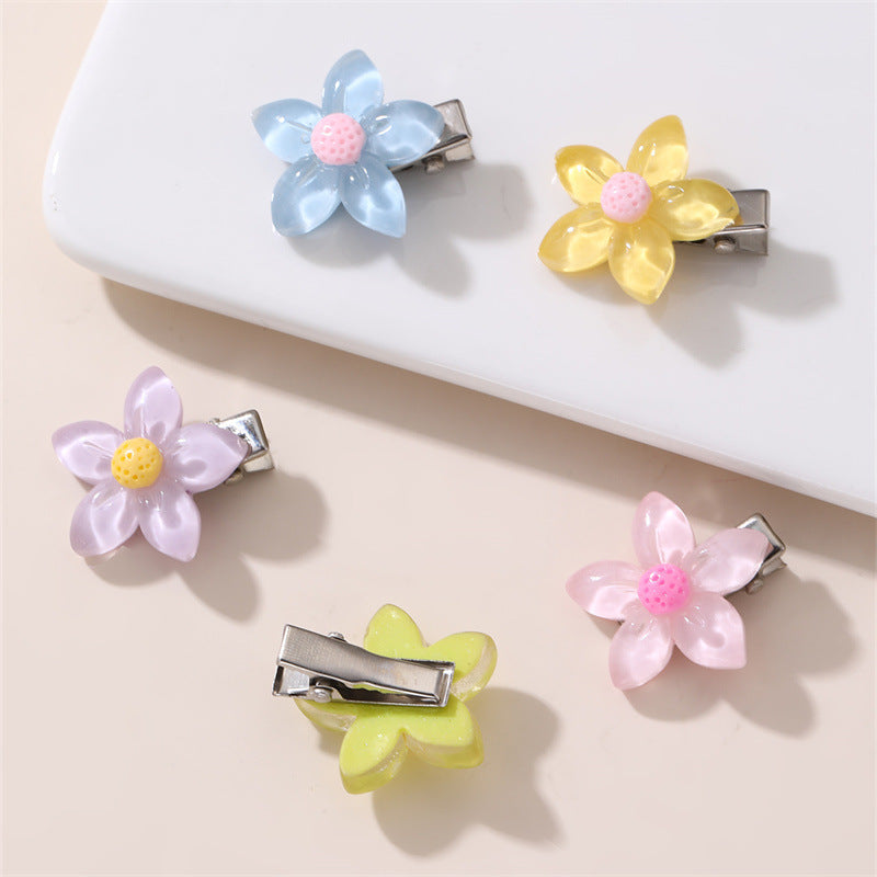 Fermaglio per capelli a fiocco stile naturale per bambine, realizzato in resina plastica con dettagli a volant e in rete, mini accessorio per capelli a tema principessa