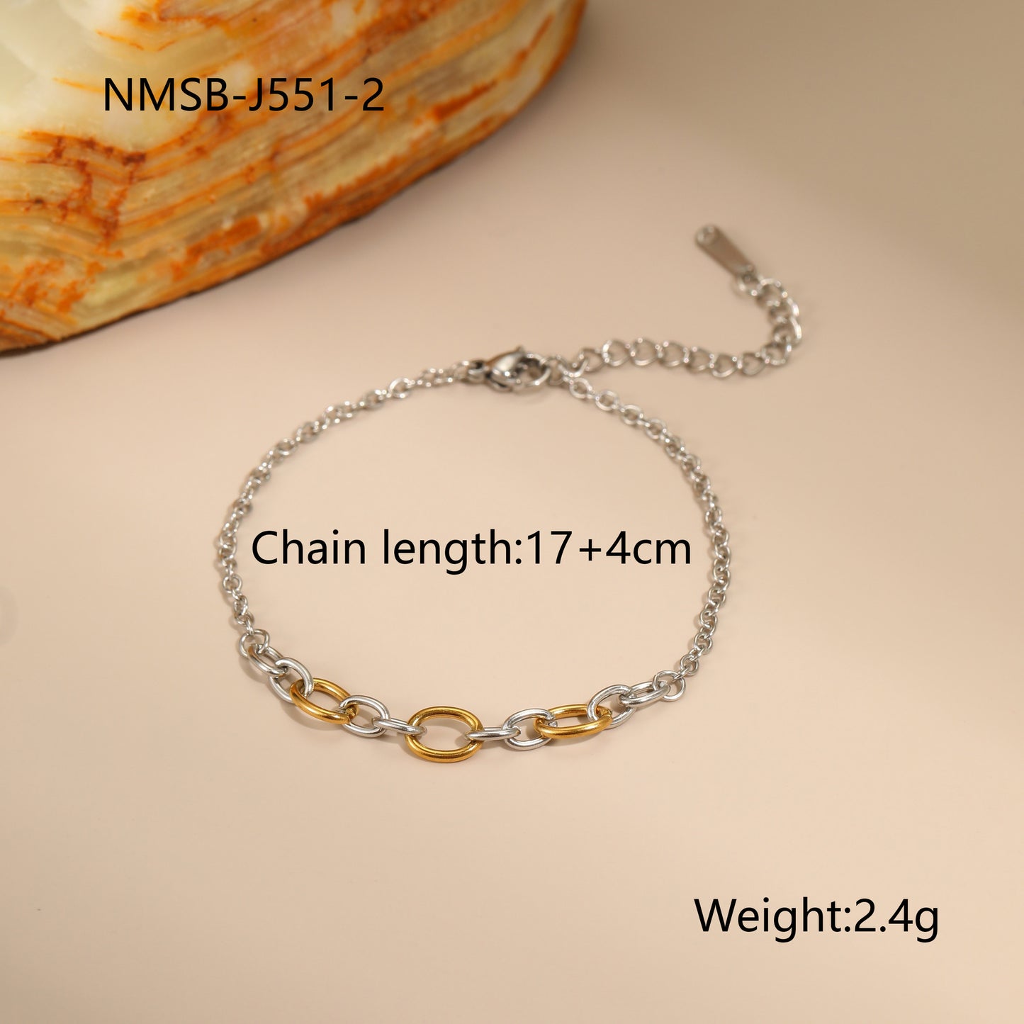 Collar geométrico de acero inoxidable a la moda con acabado chapado en oro de 18 quilates y plata para mujer