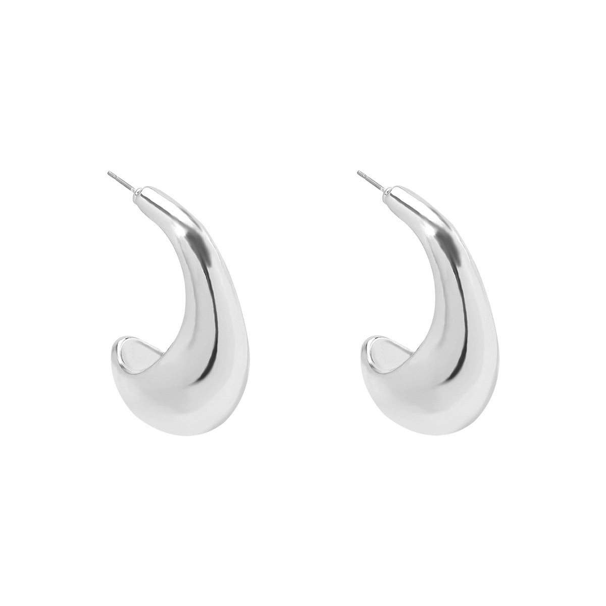 Pendientes minimalistas geométricos en forma de coma de aleación con acabado chapado para mujer