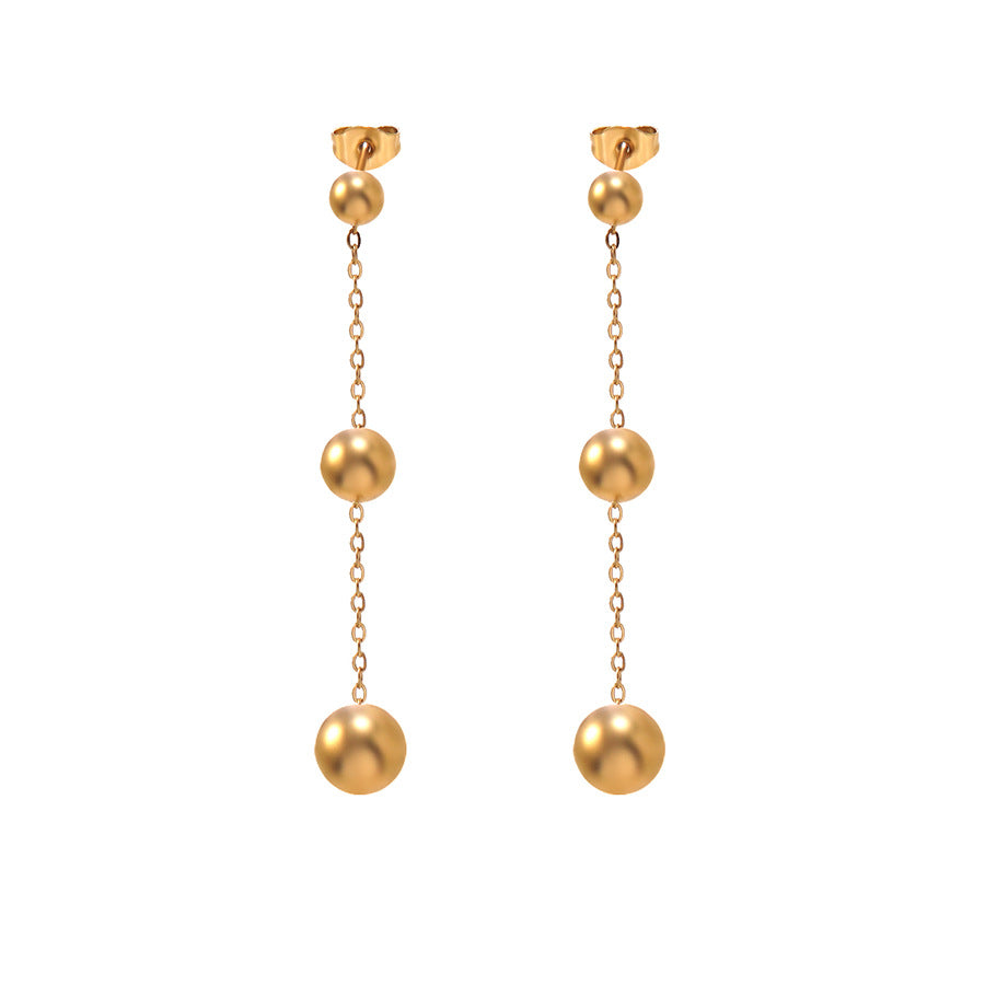 Elegant Geometric Round Stainless Steel Plated 18K Gold Tassel Earrings for Women