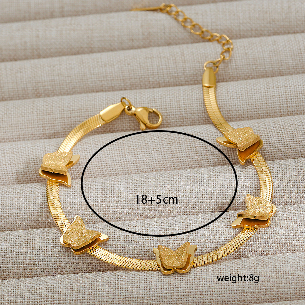 Cute Butterfly-Shaped Stainless Steel Plated Bracelet for Women with Insect-Inspired Design and Sweet Fresh Style