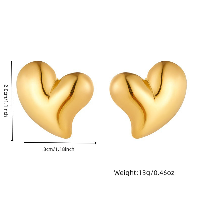 Orecchini a Cuore Minimalisti Placcati in Acciaio Inossidabile