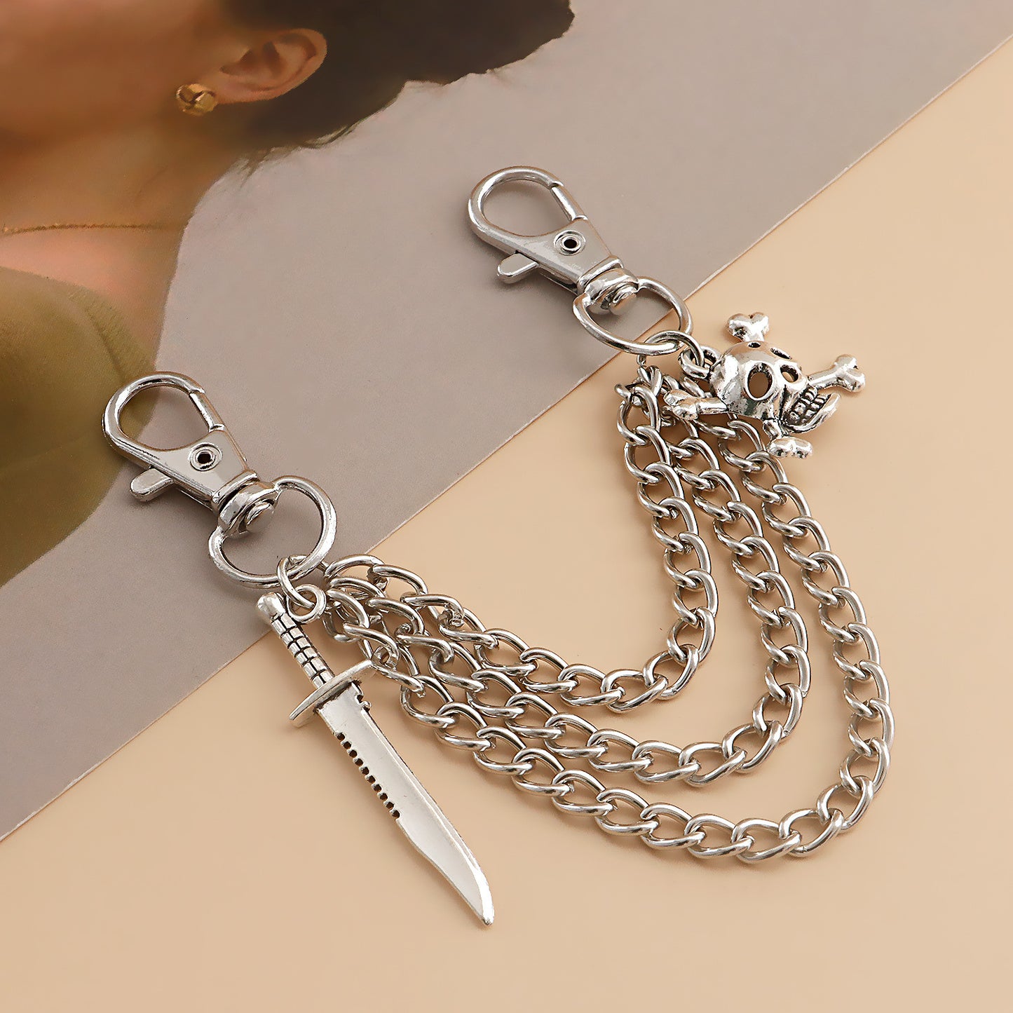 Minimalist Skull Anklet for Women with Alloy Pendant and Geometric Design