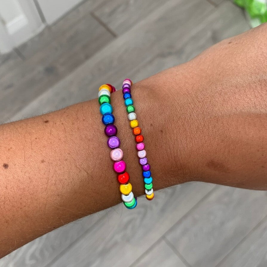 Bohemian Multicolor Gradient Round Beaded Bracelet