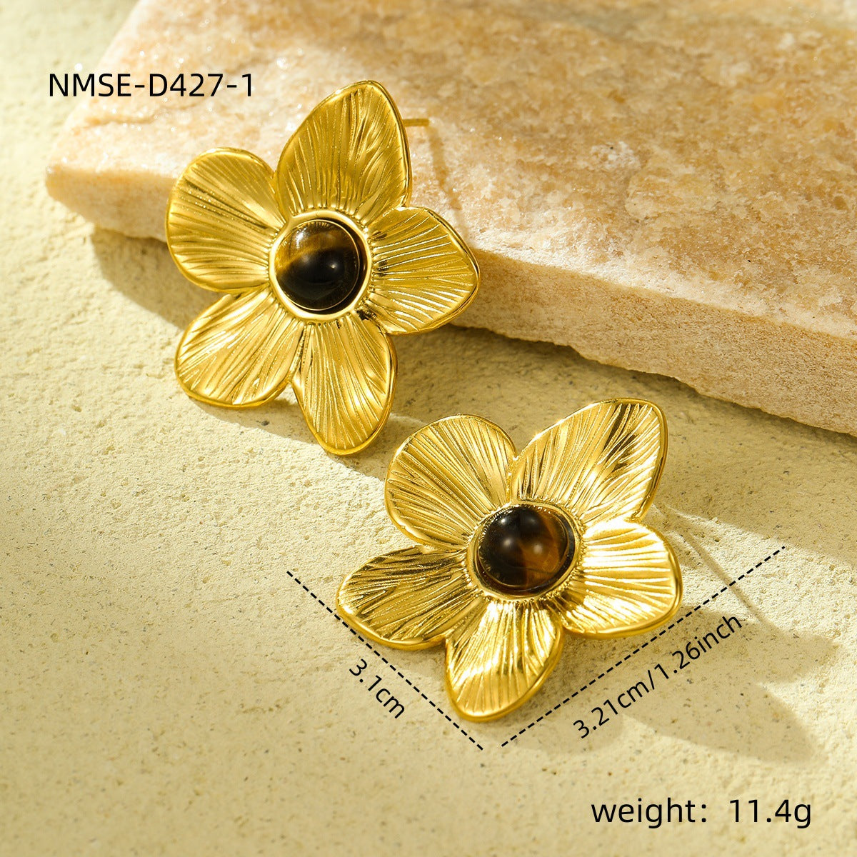 Elegantes Pendientes de Perlas de Acero Inoxidable con Forma Geométrica y Baño de Oro para Mujer