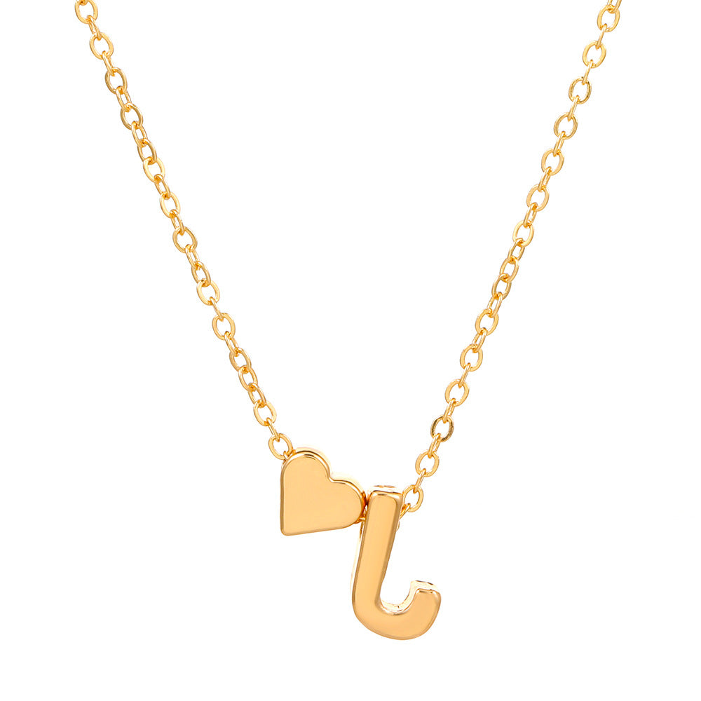 Sweet Heart Letter Alloy Plated Necklace Singapore Chain for Women